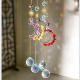 Natural red agate rough stone Moon Sun Catcher Wind chimes-20230324RAG